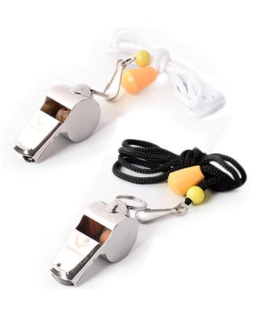 Voted No.1 Whistles Premium Metal Whistle Pack of 2 with Adjustable & Removable Lanyard. Ideal for Survival, Teacher, Football/Basketball/Soccer Coach, Sports, Safety, Emergency or Protection!
