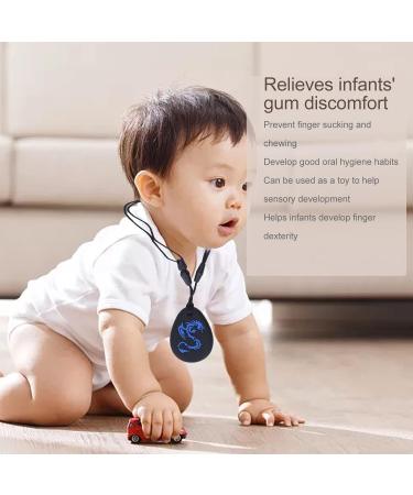 Chewy Necklace for Babies | Blue Dragon Print Silicone Teething Relief | 2-Piece Chewable Chain - Buy Online on GoSupps.com