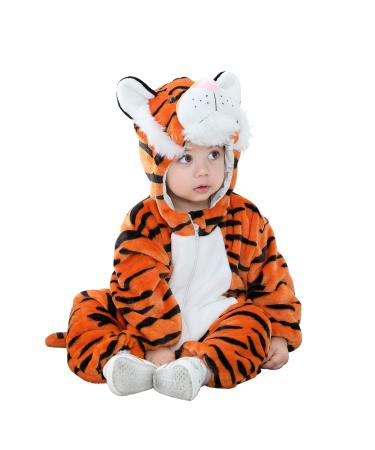 Doladola Baby's Hooded Onesies Cartoon Animal Romper Baby Loungewear Newborn Outfits Jumpsuit 3 5-4 5 Years Orange Tiger