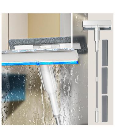 Spray Window Cleaning Kit with Sewage Collector and 3 Pads 4 in 1 Glass Squeegee with Extension Pole Windshield Cleaning Tool for Indoor/Outdoor High Window
