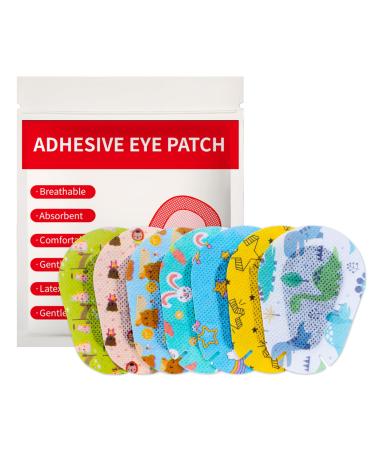140pcs Kids Adhesive Eye Patches 7 Styles Cute Disposable Eyepatch Breathable Adhesive Bandages for Toddlers Amblyopia Lazy Eye
