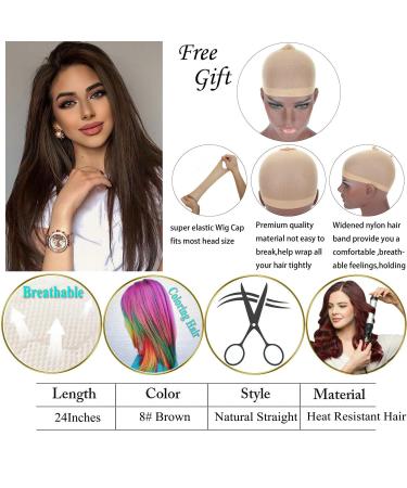 Shop Naturally Looking Brown Lace Front Wig - High Temperature Resistance Smooth Synthetic Hair for Drag Queens - Buy Online on GoSupps.com