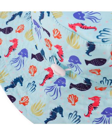 LACOFIA Toddler Baby Sun Hat | Wide Brim Bucket Hat for Outdoor Swim | Adjustable 6-24 Months | Unisex Kids Summer Hat | Light Blue - Buy Online on GoSupps.com