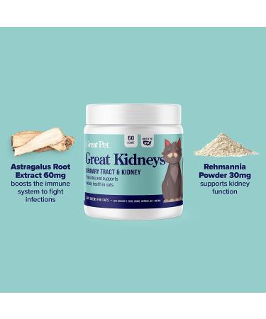 Great Kidneys Natural Cat Kidney Support Treats - Chicken Flavor - Made in USA - Buy Online on GoSupps.com