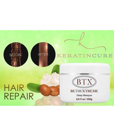 Keratin Cure BTX Deep Hair Mask - Moisturizing Conditioner with Argan, Marula, and Coconut Oils for Damaged, Thinning, Color-Treated Hair - 8 oz - Buy Online on GoSupps.com