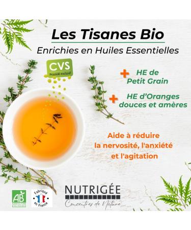 NUTRIGEE - Organic Chamomile Flower Herbal Tea - Relieves Nervous Agitation & Minor Sleep Disorders - Soluble Plant Concentrates - Small Grain & Orange Essential Oil - 20 Sachets - Buy Online on GoSupps.com