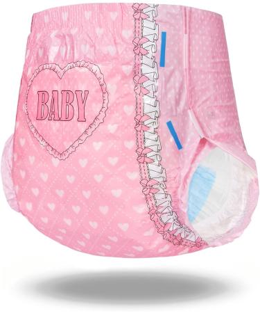 LittleForBig Baby Blushing Adult Printed Diapers 10 Pack - Pink, Size Medium 28-38 - Buy Online on GoSupps.com