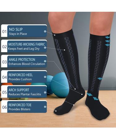 Fullsoft Medical Graded Compression Stockings 30-40 mmHg for Men & Women - Knee Socks for Hiking & Running - Large/X-Large - 3-Pack - Black - Buy Online on GoSupps.com
