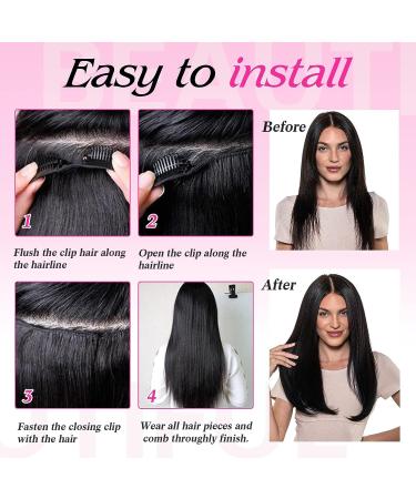 Real Human Hair Clip in Extensions - Brazilian Remy Straight Hair 18 Inch 1B Natural Black - 100% Human Hair, Double Weft, 8pcs Set with 18 Clips, 70g Handmade - Buy Online on GoSupps.com