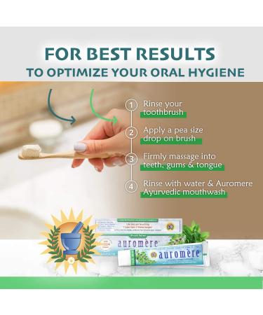 Auromere Ayurvedic Herbal Toothpaste - Fresh Mint 4.16 oz | Natural Teeth Whitening & Fresh Breath - Buy Online on GoSupps.com