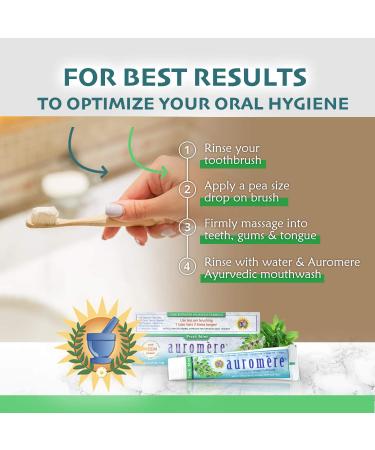 Auromere Ayurvedic Herbal Toothpaste Fresh Mint - Vegan Natural Non GMO Fluoride Free Gluten Free with Neem & Peelu (4.16 oz) 1 Pack - Buy Online on GoSupps.com