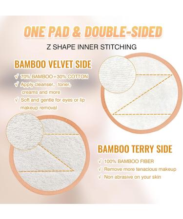 Veemos Reusable Cotton Pads - 14 Double-Sided Makeup Remover Pads with Washable Bag & Storage Box | Eco-Friendly Bamboo Cotton (Beige) - Buy Online on GoSupps.com