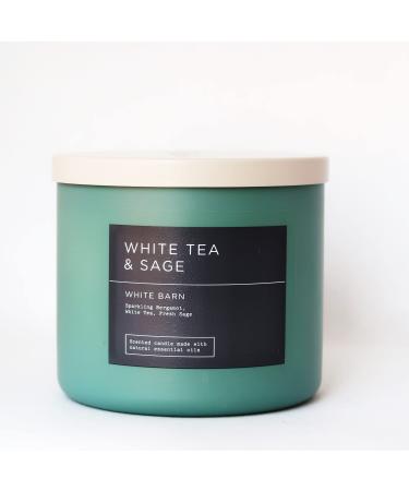 Bath & Body Works White Barn 3-Wick Candle w/Essential Oils - 14.5 oz - 2022 Spring Scents! (White Tea & Sage)