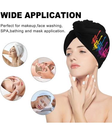 Colorful Guitar Microfiber Hair Towel Wrap for Women | Super Absorbent 10"x26" Hair Turban with Button - Perfect for Fast Drying - Buy Online on GoSupps.com