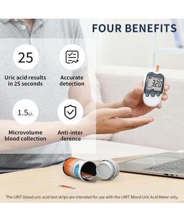 URIT Uric Acid 50 Test Strips (2 Boxes) - 25 Test Strips Per Box | For URIT Uric Acid Monitor | Includes 50 Test Strips and 50 Lancets - Buy Online on GoSupps.com