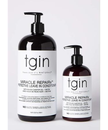 tgin Miracle RepaiRx Protective Leave In Conditioner 13oz - Biotin, Black Castor Oil - Paraben Free for Natural Hair - Repair, Restore, Protect Curls, Kinks, Waves - Buy Online on GoSupps.com