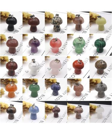 2PC Mini Mushroom Natural Stone Charms Rose Quartz Opal Amethyst Gemstone Crystals Pendant for Jewelry Making Necklace Earrings Full of Texture (Color : Yellow Jade) - Buy Online on GoSupps.com