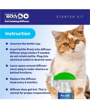 TeddyDo Calming Diffuser Refill for Cats | Pack of Two| 60 Days Kit | Reduce Spraying Scratching and Other Problematic Behaviors | Calming and Relaxing Effect | 2x48 ml | - Buy Online on GoSupps.com
