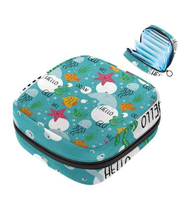 Marine Seestern Algae Algae Blue Women Binding Storage Pocket Menstruation Pad Bag Sorten menstrual cup pocket with zipper for teenagers girls women women