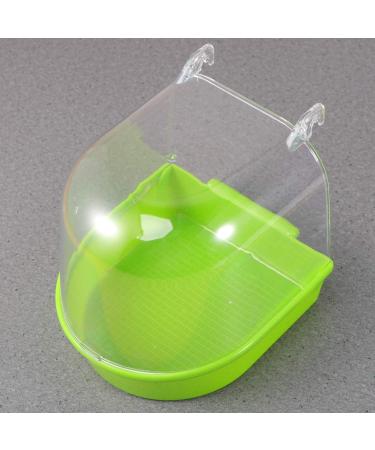 POPETPOP Caged Bird Bath for Small Birds - Hanging Bathtub Box for Canary, Parrot - White/Green - Buy Online on GoSupps.com
