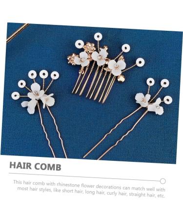 Healeved 2 Sets Bridal Hairpin Rhinestone Hair Clips Rhinestone Headpiece Flower Headpiece Bride Hair Comb Bride Hair Side Comb Hair Pin Hair Comb for Bride Women's Hair Stick Pearl Alloy - Buy Online on GoSupps.com