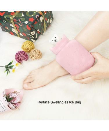 Mini Silicone Hot Water Bottle with Knitting Cover - Safe Durable & Eco-Friendly Comfort for Pain Relief (Pink) - Buy Online on GoSupps.com