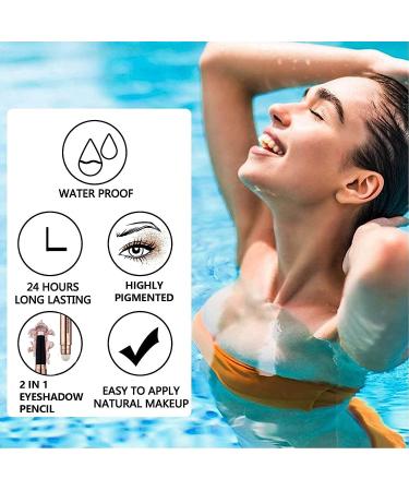 Saubzean Cocoa Brown Shimmer Eyeshadow Stick with Smudger - Long Lasting, Waterproof & Hypoallergenic - Buy Online on GoSupps.com