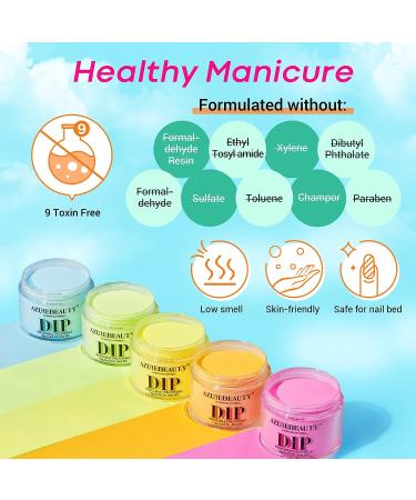 AZUREBEAUTY 18Pcs Dip Powder Nail Kit: Spring Summer Pastel Neon Colors Set for French Manicure - A1-Water World - Buy Online on GoSupps.com