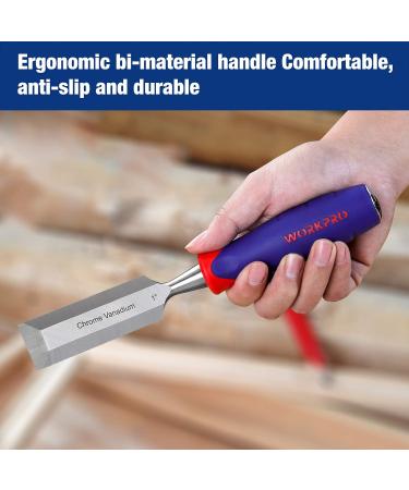 WORKPRO 3-piece Wood Chisel Set  Cr-V Construction  Bi-Material Soft Grip with Hammer End for Woodworking  Carving - Buy Online on GoSupps.com