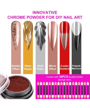 Saviland Chrome Nail Powder Set - 36 Colors Metallic Mirror Effect for Nail Art | Pearl Manicure Decoration with Sponge Sticks - Premium Chrome Powder for Stunning Nails - Buy Online on GoSupps.com