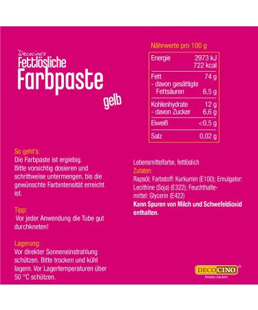 Decocino Fat-Soluble Yellow Color Paste - 15g | Oil-Based Food Coloring for Chocolate Buttercream Fondant & Cake Dough - International Shipping Available - Buy Online on GoSupps.com