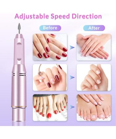 Rechargeable Electric Nail File Cutter 30000 RPM - Professional Metal Nail Drill with Adjustable Speed for Manicure and Pedicure - Includes Polishing Tool - Pink - Buy Online on GoSupps.com