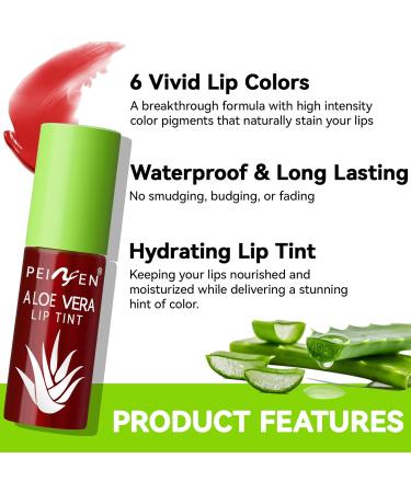 Long-Lasting Lip Stain Set - 6 Waterproof Colors | Mini Liquid Lip Oil & Tinted Gloss for Cheeks | Hydrating Non-Stick Cup Vivid Color - Perfect for Women - Buy Online on GoSupps.com
