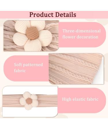 Ruzister Baby Flower Headbands - Soft Nylon Hair Accessories for Newborns Toddlers & Girls (Beige/Pink) - Perfect for Special Occasions - Buy Online on GoSupps.com