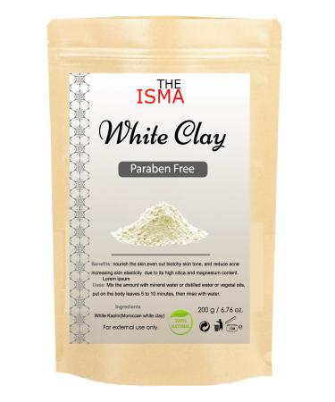 THE ISMA 100% Natural Kaolin Clay Facial Mask Paraben-Free Deep Pore Cleansing (200g Bag White)