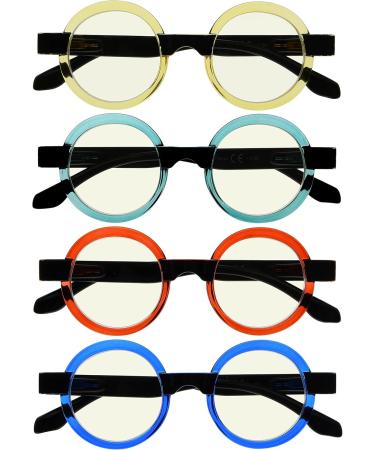 Eyekepper 4 Pack Blue Light Blocking Round Reading Glasses for Women - Computer Eyeglasses +0.00 C - Protect Your Eyes with Stylish Clarity - Buy Online on GoSupps.com