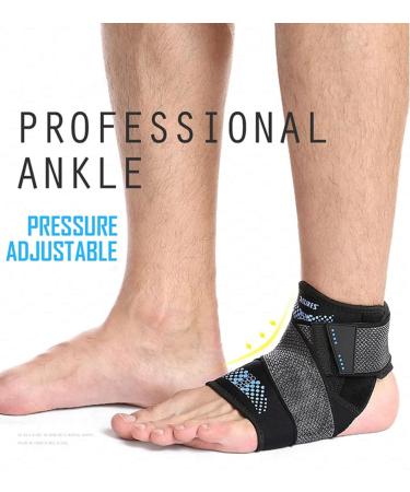 Adjustable Ankle Brace for Men & Women - Breathable Elastic Support Sleeve for Sports Arthritis Plantar Fasciitis & Achilles Tendonitis - Blue Left - Buy Online on GoSupps.com