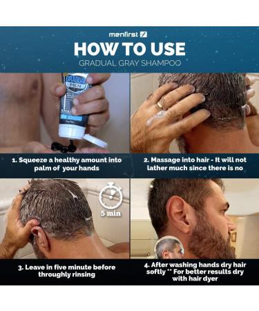 MENFIRST 3X Stronger Hair Darkening Shampoo for Men - Gradual Gray 3-in-1 | Reduce Grey Shampoo & Conditioner | Natural-Looking Results - 5 Fl Oz - Buy Online on GoSupps.com
