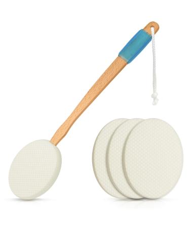 RMS 17.5" Long Lotion Applicator with 4 Pads - Long Handle for Easy Reach and Self Application of Body Wash - Shower Brush for Both Men and Women (Travel Bag Included) - Buy Online on GoSupps.com