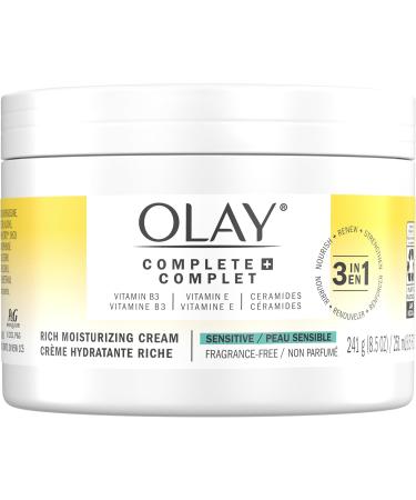 Olay Complete + Rich Moisturizing Cream Fragrance-Free 3-in-1 Hydrating Face Cream for Dry Skin with Vitamin B3 Vitamin E and Ceramides 251 mL 251 ml (Pack of 1) - Buy Online on GoSupps.com