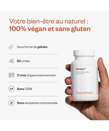 Keranat - Sant des Cheveux et du Cuir Chevelu - Anti-Chute - Enrichi en Zinc et en Biotine (Vitamine B8) - Aide Maintenir un M tabolisme normal - Ingr dients Naturels - SuperSmart - Buy Online on GoSupps.com