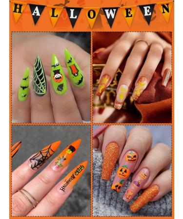 Kalolary 12 Sheets Halloween Self-Adhesive Nail Stickers Halloween 3D Nail Art Stickers Mummy Skeleton Ghost Tombstone Halloween Pattern Nail Art Design Decoration Accessories (A) - Buy Online on GoSupps.com