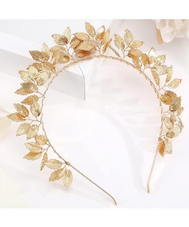 Minkissy Leaves Headband - Greek Goddess Costume Accessory for Weddings Pageants & Birthdays | Golden Luxury Hairpiece - Buy Online on GoSupps.com