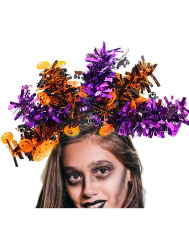 Halloween Headbands | Pumpkin Ghost Bat Skeleton Colorful Wool Strips Halloween Hair Bands - Favors Halloween Accessories for Adults Cosplay Dress Up