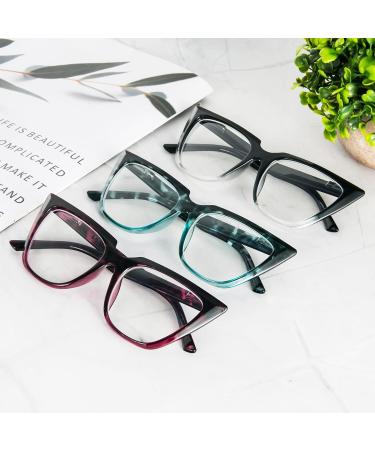 Cat Eye Reading Glasses for Women - Oversized Blue Light Blocking Computer Readers (3 Pack) - Stylish +3.0 - Black Clear/Tortoiseshell Blue/Tortoiseshell Pink - Buy Online on GoSupps.com
