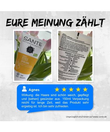Sante Natural Cosmetics Conditioner for Stressed & Damaged Hair - Vegan Organic Olive Oil & Pea Protein - Repair Rinse 150ml (1 Pack) - Buy Online on GoSupps.com