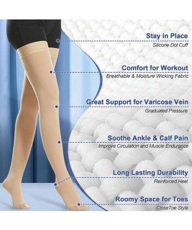 Beister 20-30 mmHg Medical Compression Stockings for Men & Women | Closed Toe Support Stockings for Varicose Veins & Edema | Beige XL - Buy Online on GoSupps.com