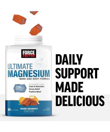 Force Factor Ultimate Magnesium Chewables - Sleep Aid & Stress Relief, Vegan & Gluten-Free, Orange Creamsicle Flavor - 60 Soft Chews - Buy Online on GoSupps.com