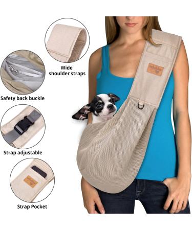 Buy VRBabies Dog Carrier Bag for Small Dogs - Adjustable Straps Breathable Mesh - Khaki Color - Buy Online on GoSupps.com