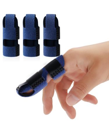 Echify Upgraded Finger Splints - 3Pcs Full Coverage Finger Protector Mallet Finger Support Brace Trigger Finger Splint Finger Straightener for Arthritis & Broken Knuckle Immobilization Blue